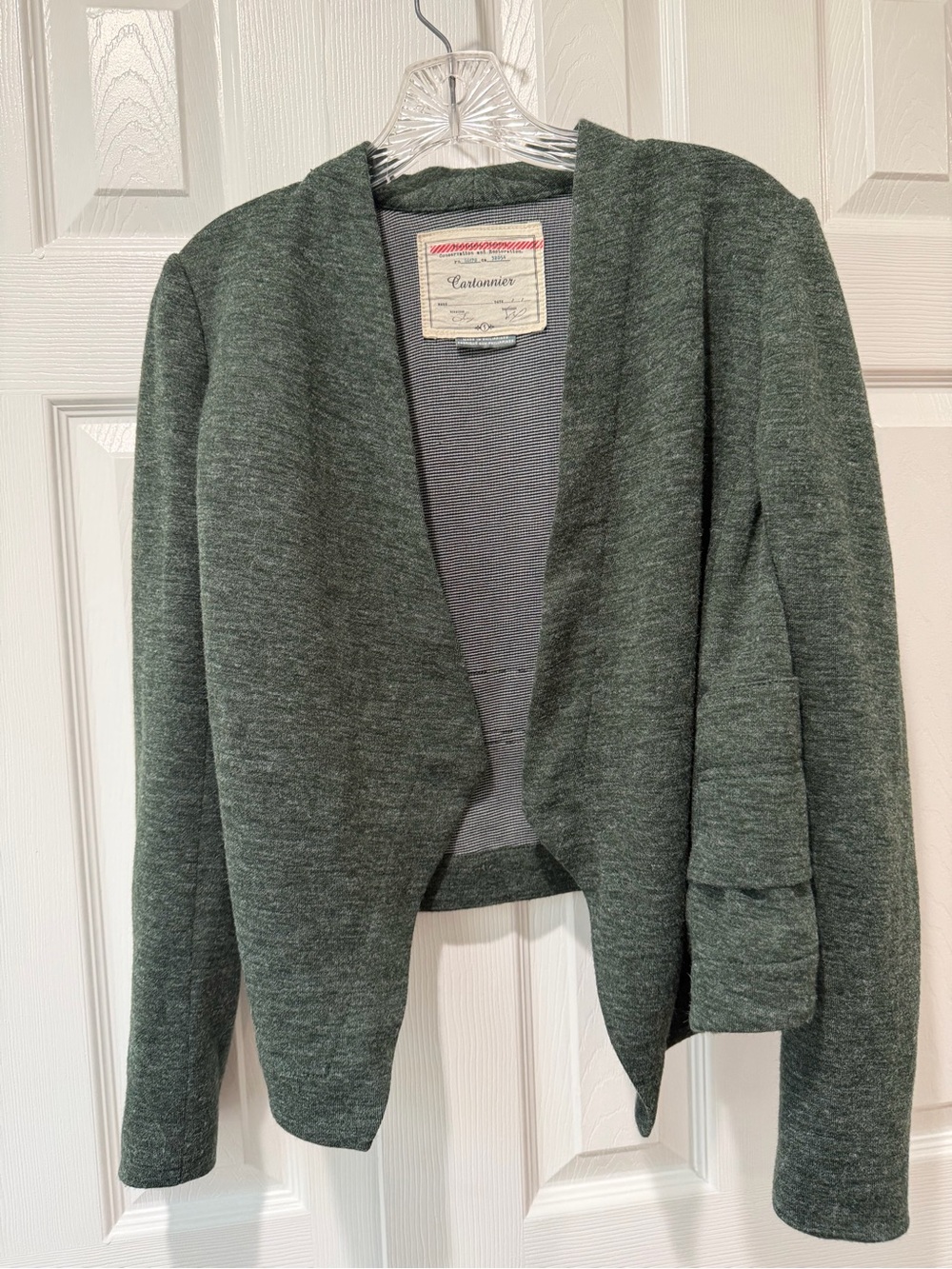 Anthropology Cartonnier Green Open Front Knit Cardigan